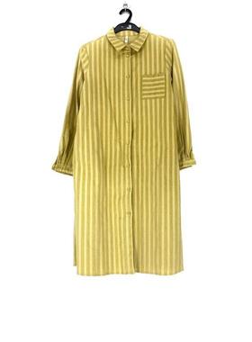 春秋款 撤柜品牌 唯Y系列 优雅条纹单排扣翻领长款衬衫女11533