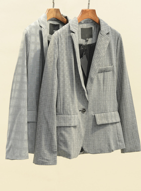 23春秋 凯*诗 气质休闲干练短款格纹西装外套女 SLC120078