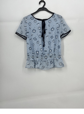 夏款 撤柜品牌 鑫M系列 黑色包边松紧腰百搭上衣女115102