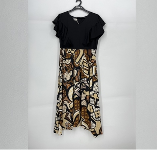 撞色拼接荷叶袖 高订系列 V领连衣裙女1040 撤柜品牌 夏款