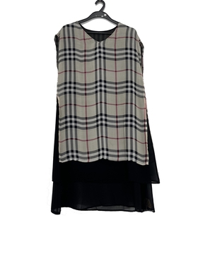 夏款 撤柜品牌 凯S贝L系列 优雅格纹V领舒适桑蚕丝连衣裙女13138