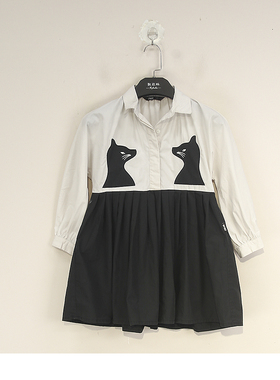 春秋款 JOJ**久童装 宽松舒适撞色拼接衬衫连衣裙女童21306