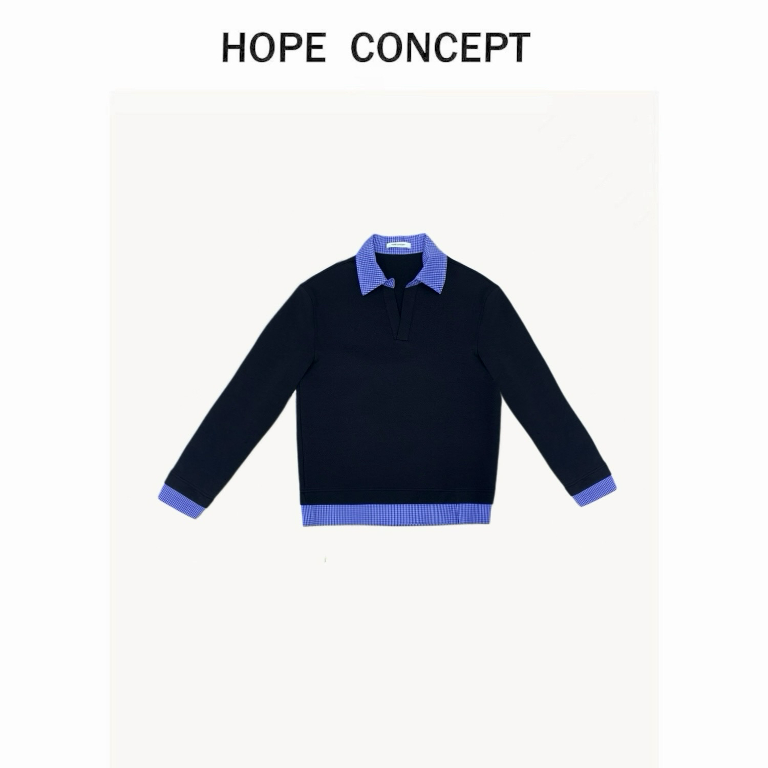 HOPECONCEPT时髦且松弛miu系卫衣 氛围感男女同款拼接卫衣#24246