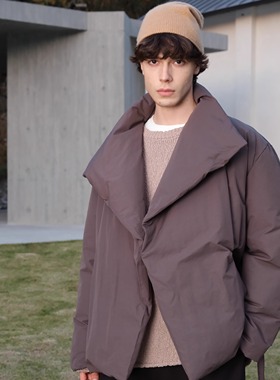 HOPECONCEPT极简入冬随性立/翻领造型感宽松百搭系带羽绒服#25538