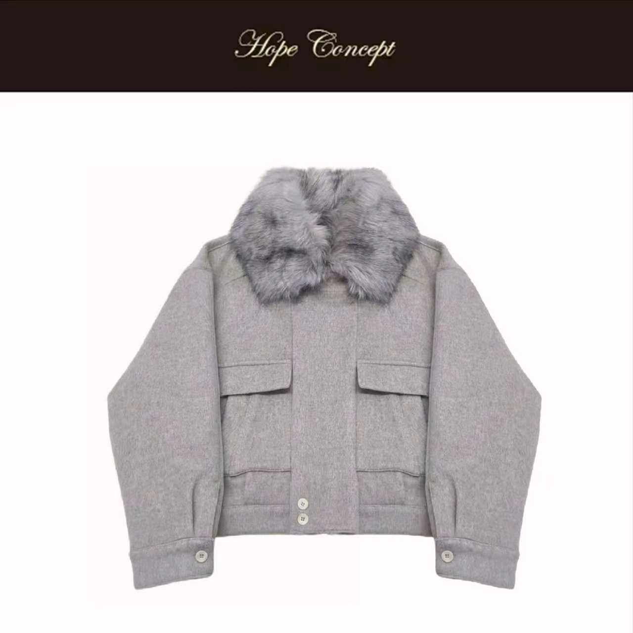 HOPECONCEPT把时髦穿成日常重工解构复古可拆卸毛领夹克#AW05570