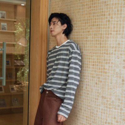 HOPECONCEPT城市日记复古撞色条纹长袖宽松廓形针织T恤26600