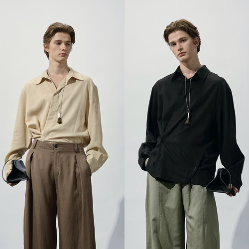 HOPECONCEPT低饱和智性Lem简单松弛感天丝亚麻无性别衬衫#25192