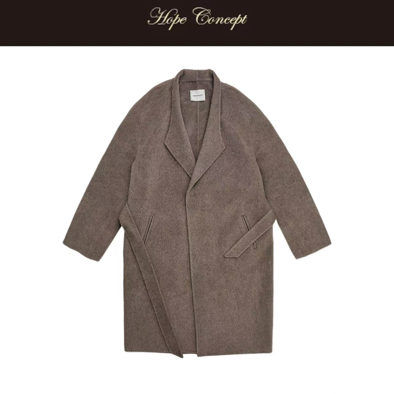 HOPECONCEPT驭风者row风牦牛绒羊毛桑蚕丝双面呢大衣外套#25475