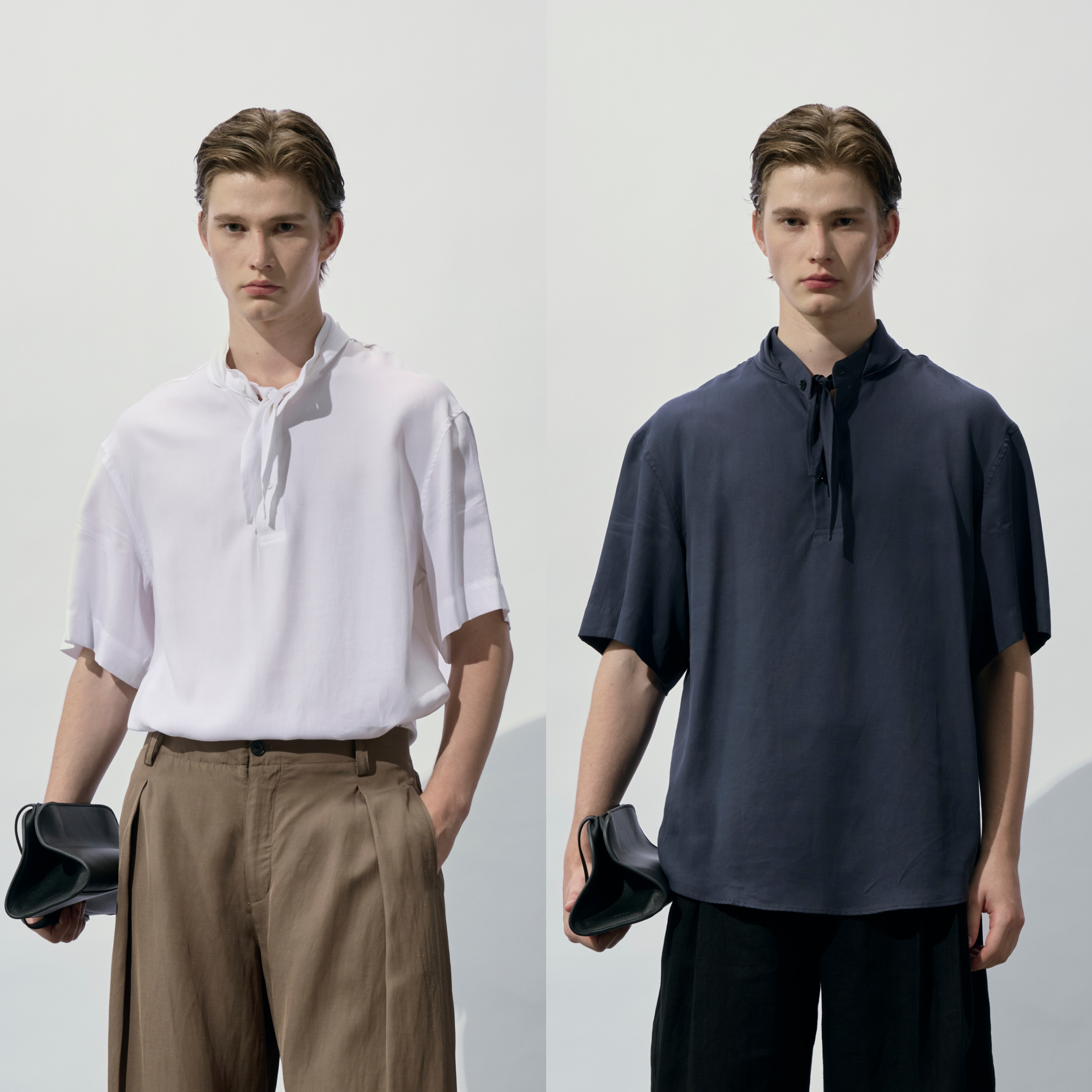 HOPECONCEPT法式手稿 可拆卸领巾式精奢设计感短袖衬衫上衣#25224