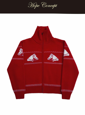 HOPECONCEPT招财小马限定系列费尔岛提花拉夫老钱加厚毛衣25539