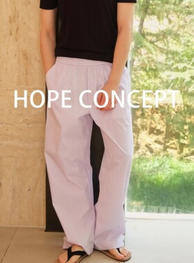 HOPECONCEPT蓝序轻风呼吸松弛感条纹运动老钱度假休闲裤06296