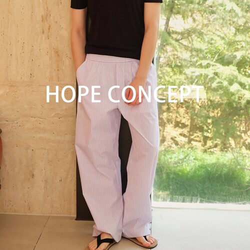 HOPECONCEPT蓝序轻风呼吸松弛感条纹运动老钱度假休闲裤06296