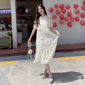 现货！26夏装新款度假风露肩仙女连衣裙278-3711-P120-K178图片