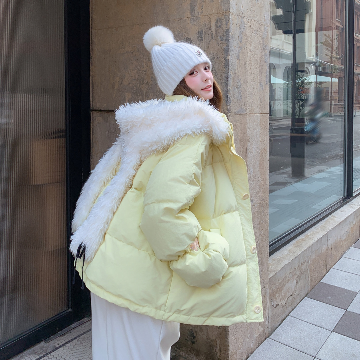 现货！兔耳朵拆卸帽设计款时尚学生短款羽绒服278-8820-P295K439，女装羽绒服，三七家