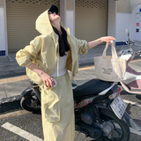 长款宽松型薄款连帽长袖风衣大衣工装设计感春秋时尚春秋显瘦气质，女装套装/套裙，三七家