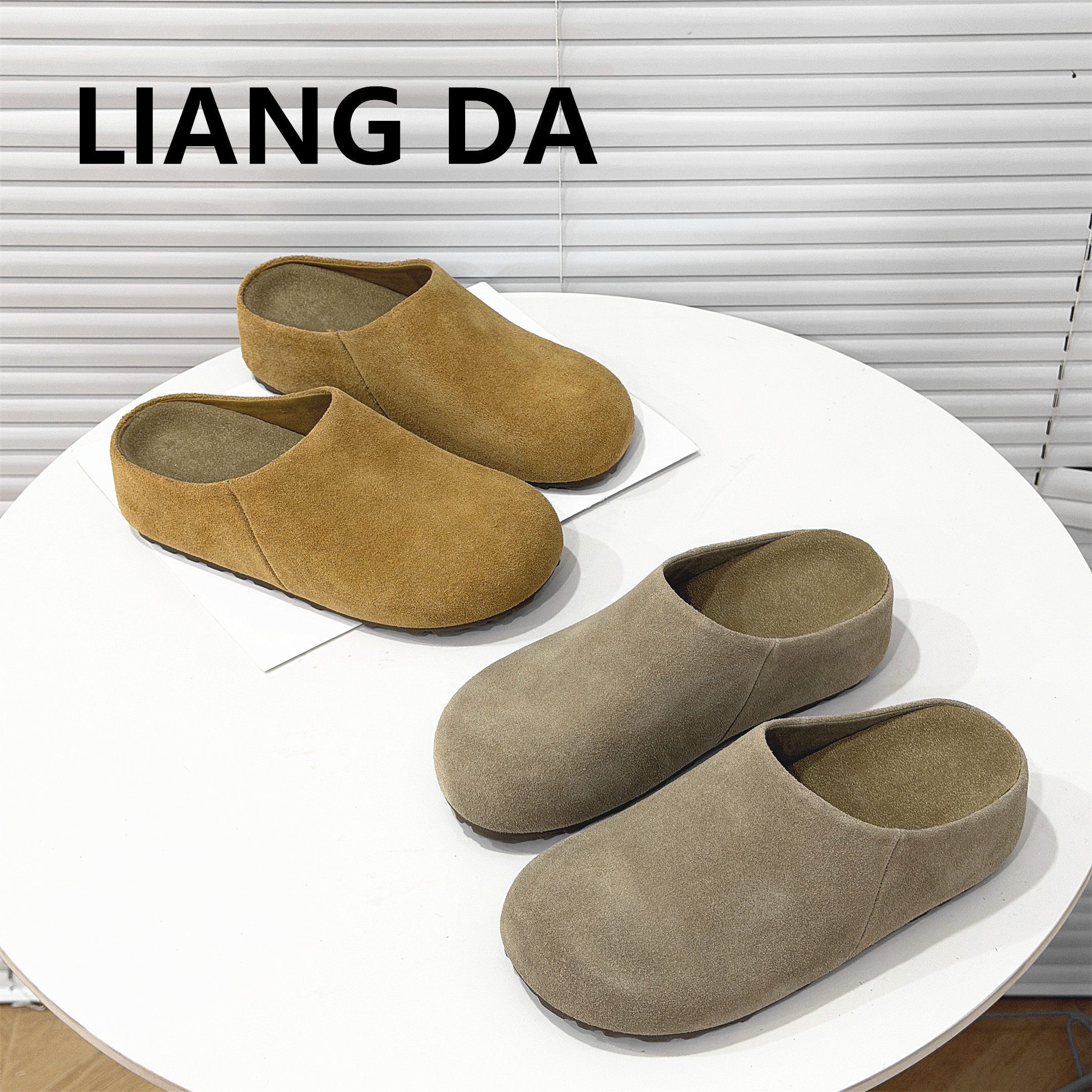 真皮平底拖鞋女2026春款韩版学院风纯色内增高软底包头拖时尚女鞋,女鞋,包头拖,淘宝优惠券,粉丝福利购,淘宝优惠卷