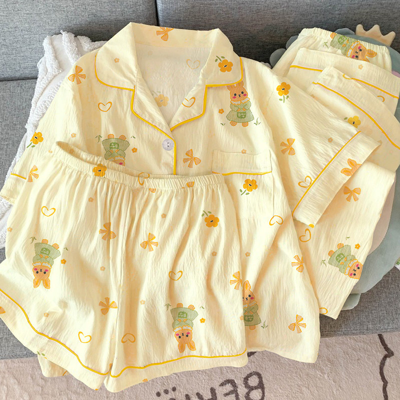 卡通小兔甜美夏季睡衣女清新简约睡衣/家居服套装