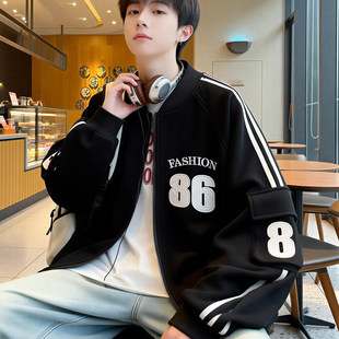 春秋款外套男初中高中学生帅气棒球服夹克青少年大童潮牌宽松上衣