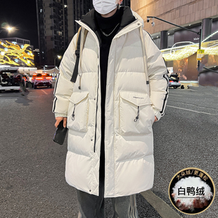 青少年羽绒服男冬季2025新款初高中学生大童冬装中长款白鸭绒外套