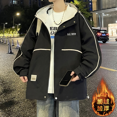 不起球不褪色加绒加厚夹克外套