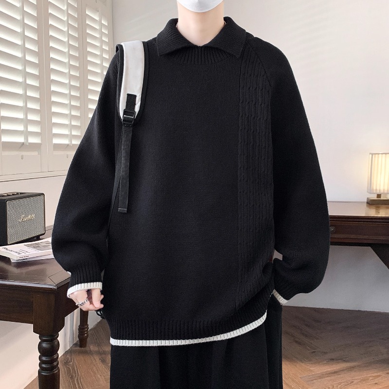 不褪色加厚保暖翻领毛衣针织衫