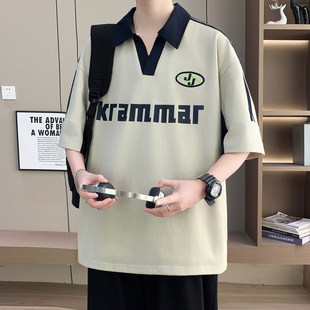 青少年短袖t恤男孩初中高中学生宽松帅气半袖大童夏装polo衫上衣