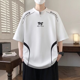 青少年短袖t恤男孩初中高中学生潮牌宽松半截袖大童夏季体恤上衣