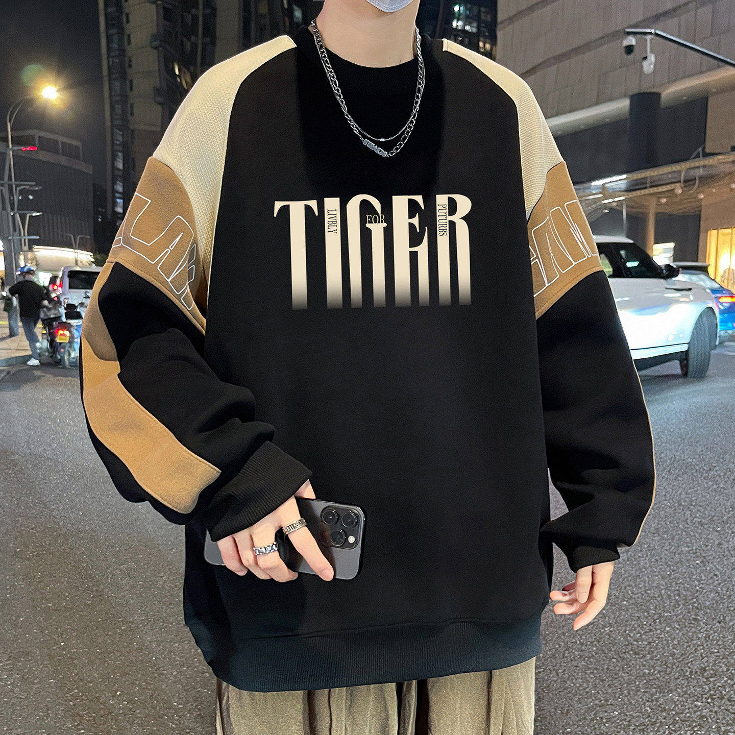 青少年长袖圆领卫衣初高中学生男大童潮流套头衫春秋款帅气上衣服