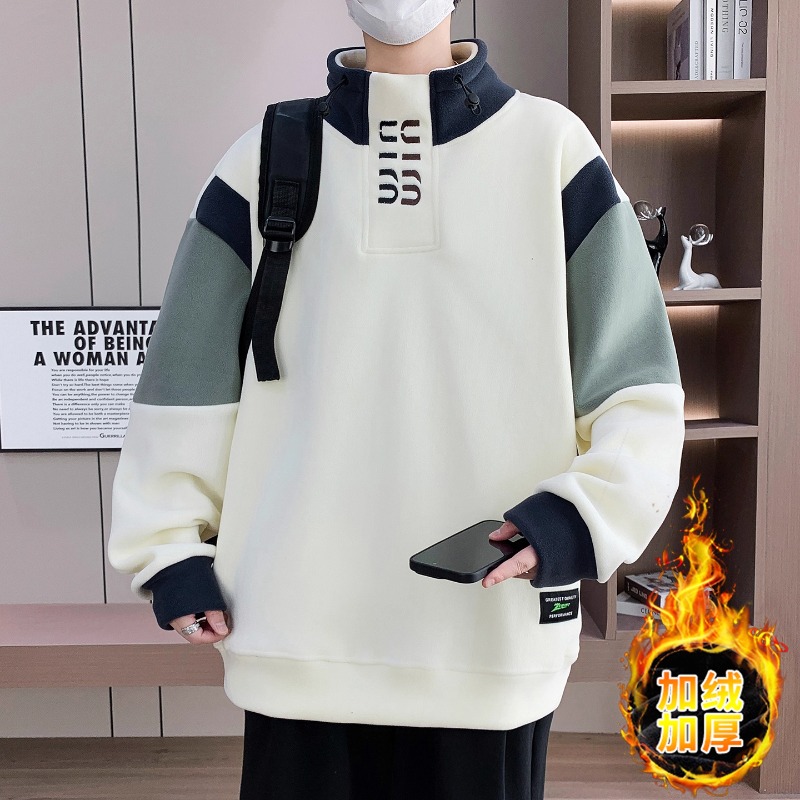 不起球不褪色加绒加厚半高领卫衣