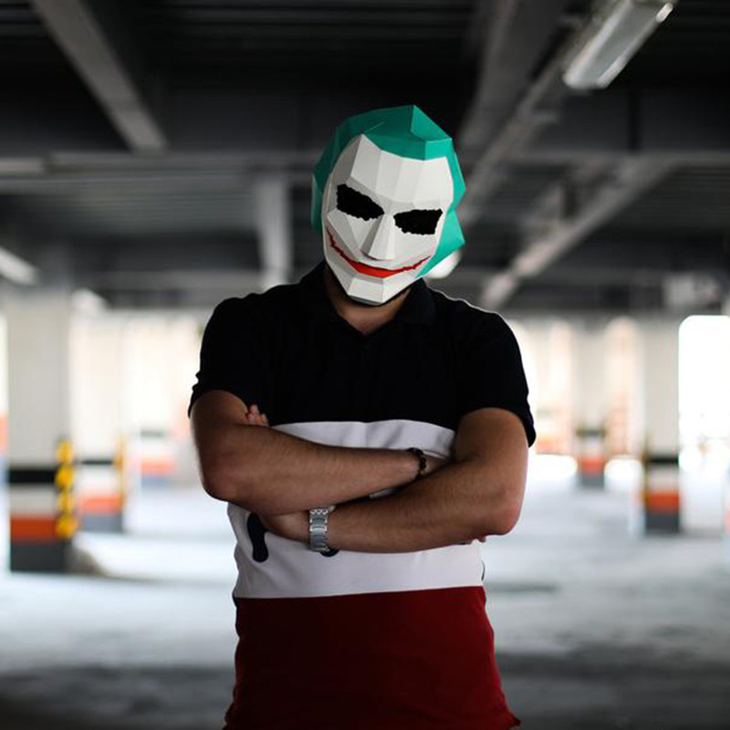 小丑杰克可穿戴成人舞会拍抖音视频头套霸气面具手工纸艺diy纸模