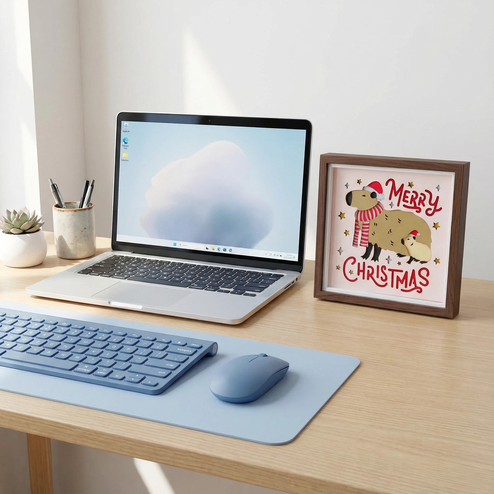 卡皮巴拉水豚圣诞节桌面装饰摆件送礼高级感礼物客厅书房立体纸雕