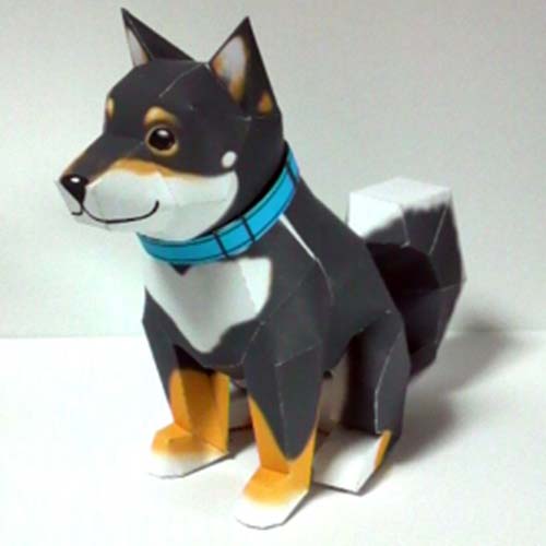 黑色柴犬 动物猫狗手工纸质DIY立体纸质模型材料包