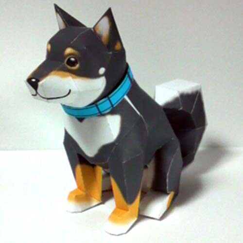 黑色柴犬 动物猫狗手工纸质DIY立体纸质模型材料包