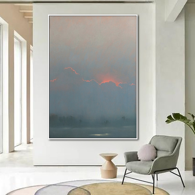 艺术空间朦胧意境风景油画手绘客厅装饰画抽象玄关办公室挂画禅意