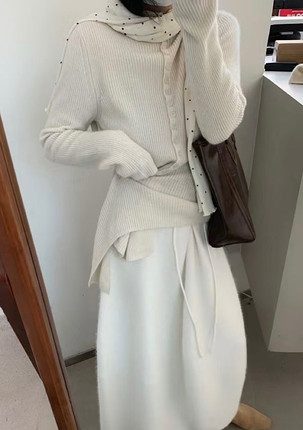 高品质加厚软糯浣熊绒毛衣3008设计师不规则侧边扣修身女2024冬季