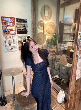 BOOMLIMIT Denimystic 法式复古蝴蝶结肌理感大方领连衣裙牛仔裙