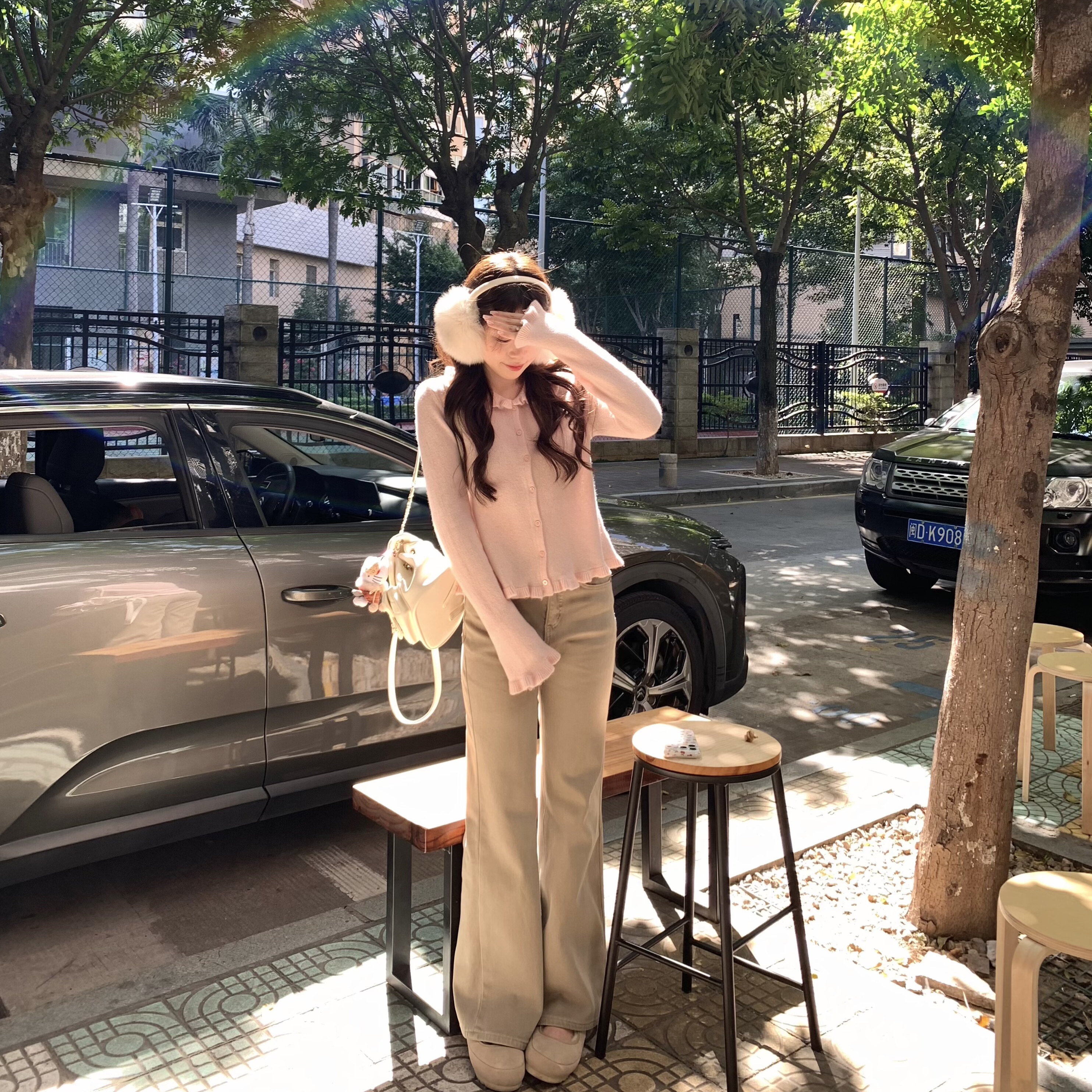 高密自带发热复合绒韩系牛仔裤