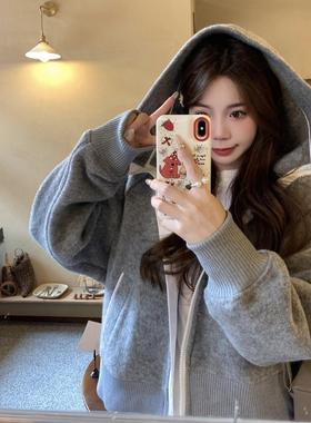 BOOMLIMIT 可可爱爱大鹅子 羊毛抓绒连帽外套