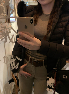 BOOMLIMIT 羊绒手感简约秋冬保暖显瘦白色打底衫长袖t恤女