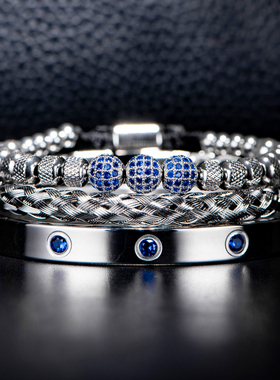 Morooki男不锈钢微镶欧美手链