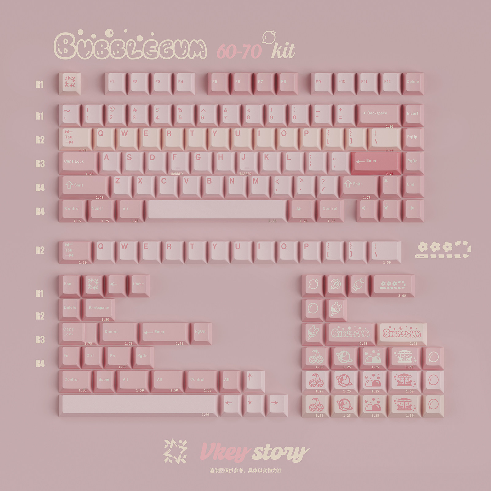 JTK BUBBLEQUM 초경량 파우더 원래 높이 2색 키캡 기계식 키보드 키캡