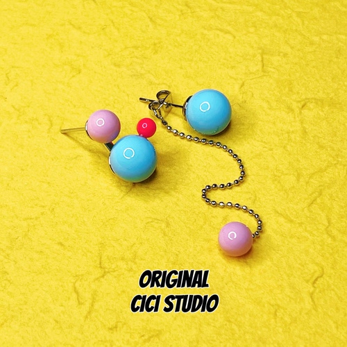 CICI STUDIO小众精工潮流艺术创意多巴胺圆球撞色个性耳钉女耳环