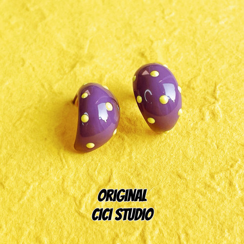 CICISTUDIO合金复古紫色波点耳环