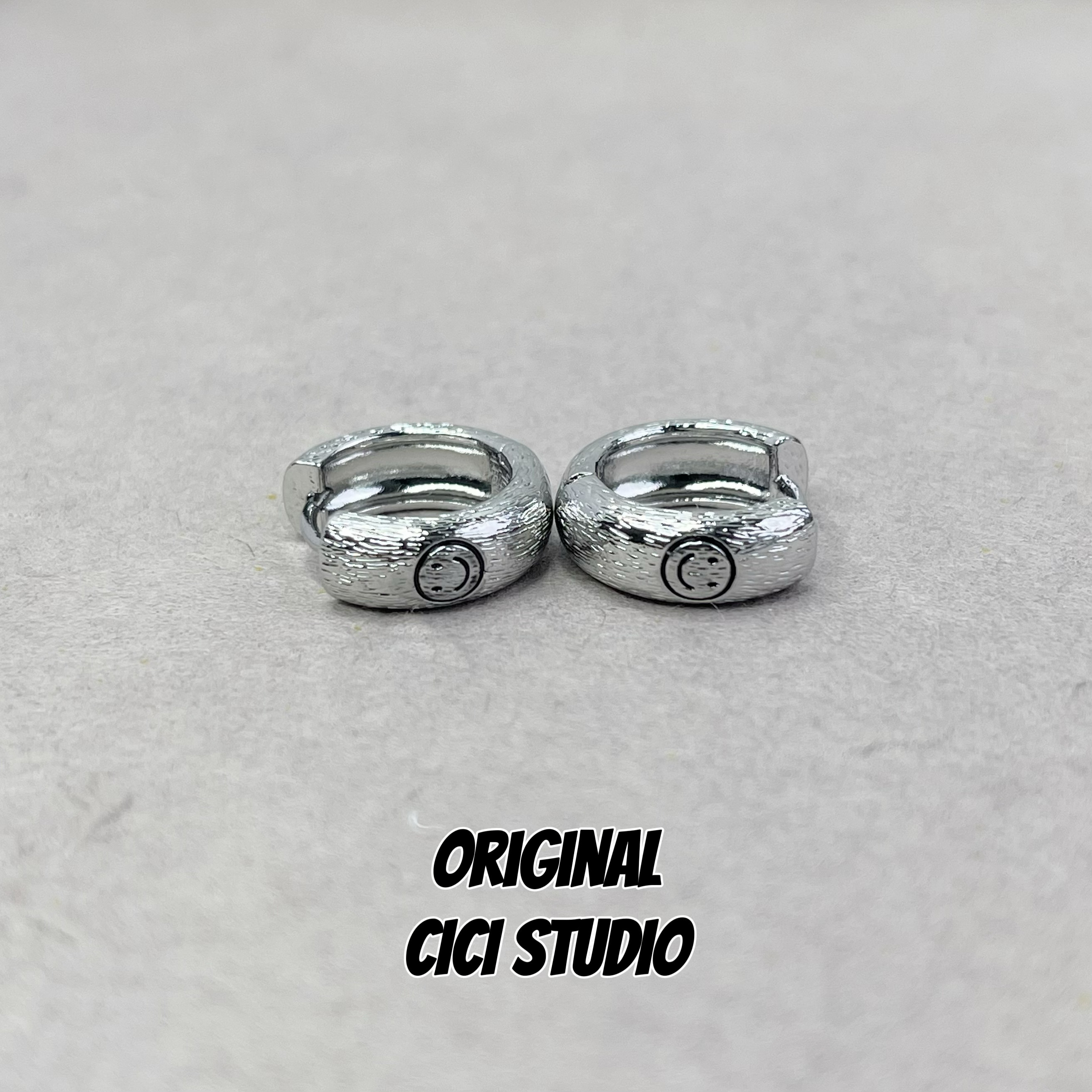 CICI STUDIO磨砂金属笑脸耳圈女韩国小众复古个性耳钉耳环耳饰,饰品/流行首饰/时尚饰品新,耳环,淘宝优惠券,粉丝福利购,淘宝优惠卷