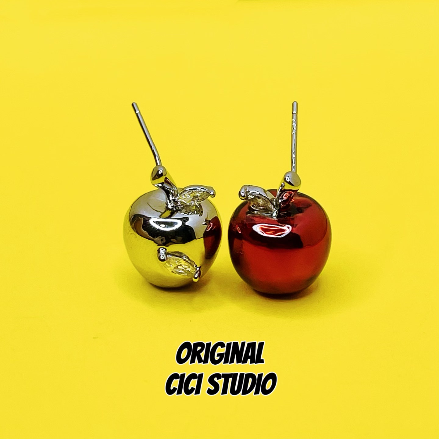 CICI STUDIO小众个性潮流暗黑童话苹果耳钉女ins甜酷精工朋克耳饰,饰品/流行首饰/时尚饰品新,耳钉,淘宝优惠券,粉丝福利购,淘宝优惠卷