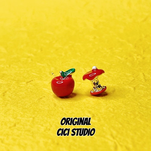 CICI STUDIO小众个性精工甜酷童话苹果耳钉女创意平安好运Y2K耳饰