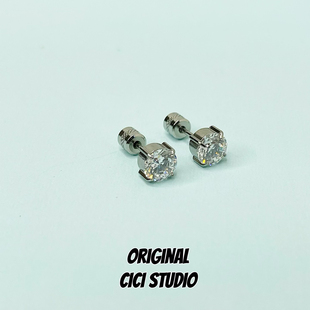 CICI 精工嘻哈高品质耳饰 STUDIO钻石切割锆石耳钉无性别朋克个性