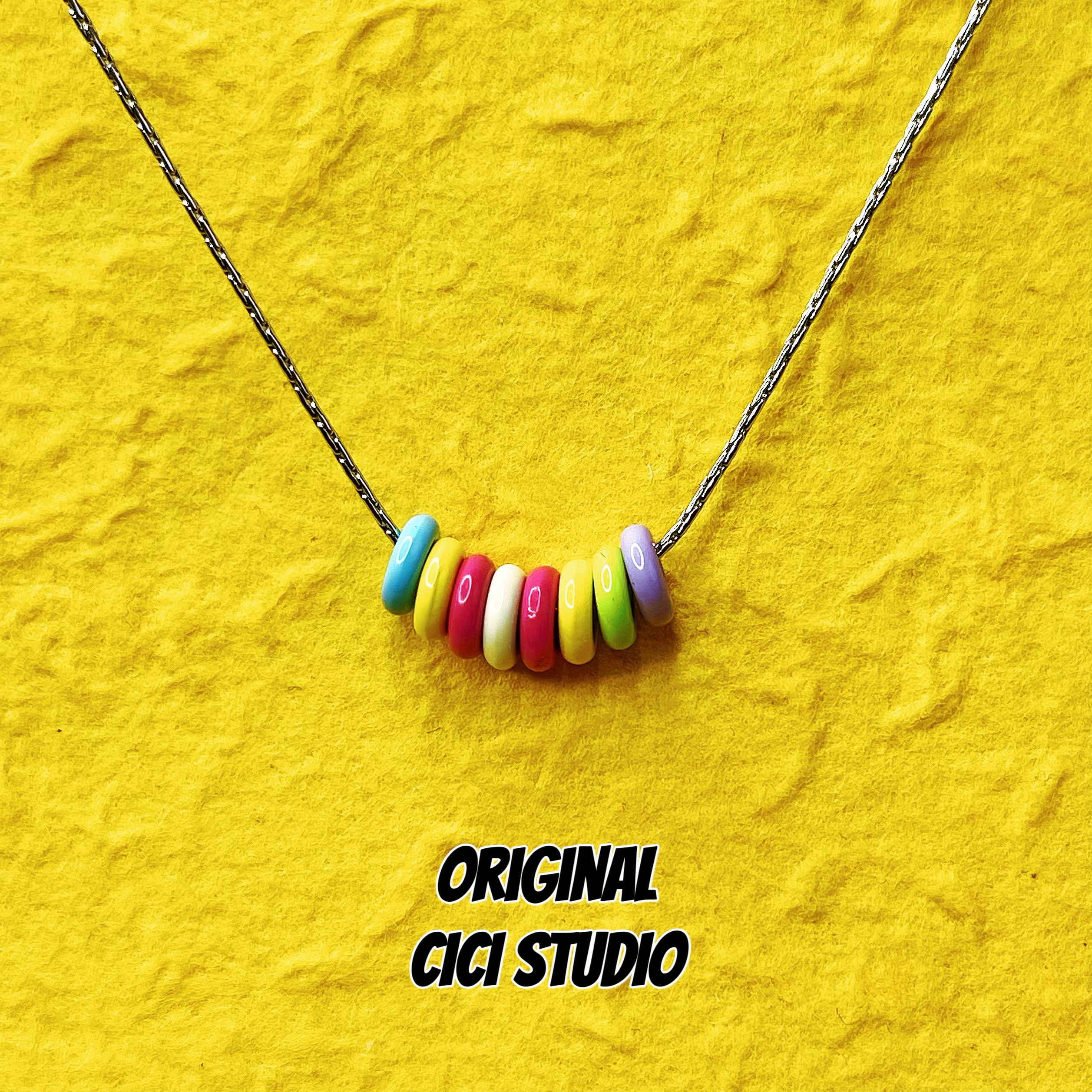 CICI STUDIO极简主义ins彩虹糖项链多巴胺可爱饰品锁骨链个性简约