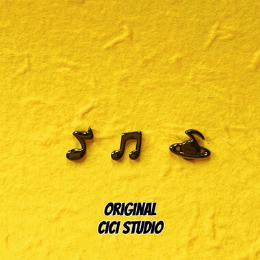 CICI STUDIO小众个性精工枪黑色音符耳钉女简约冷淡风耳饰多耳洞