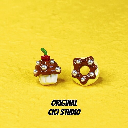 CICISTUDIO小众精工韩国滴釉蛋糕甜甜圈耳钉女甜美多巴胺春夏耳饰